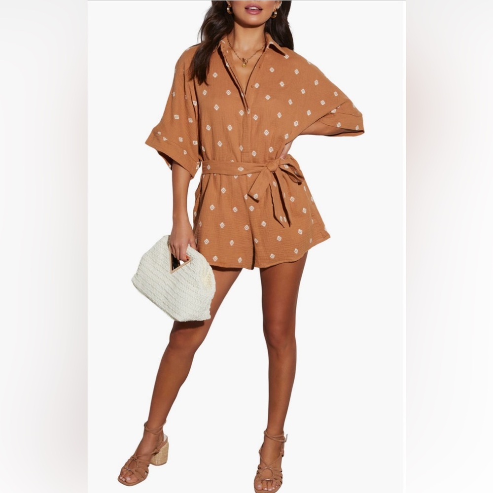 Vici Tan Jumpsuit with Tie Waist